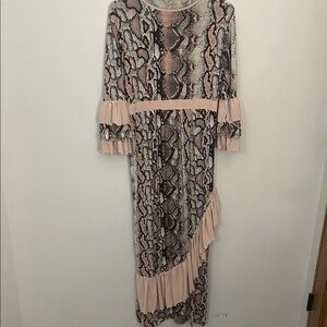 Snakeskin Print Dress with Ruffle Details